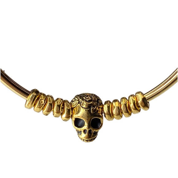 Gold Skull Hoop Earrings - Picture 3 of 4